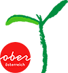 Standortlogo Oberösterreich und Pflanze aus Logo